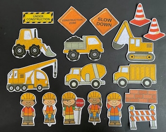 Construction Felt  // Flannel Board Pieces // Imagination // Children // Preschool //  Dump Truck
