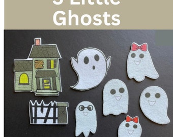 5 Little Ghosts Felt Board Story // Flannel Board Pieces // Pretend Play // Quiet Time //  Storytime // Halloween