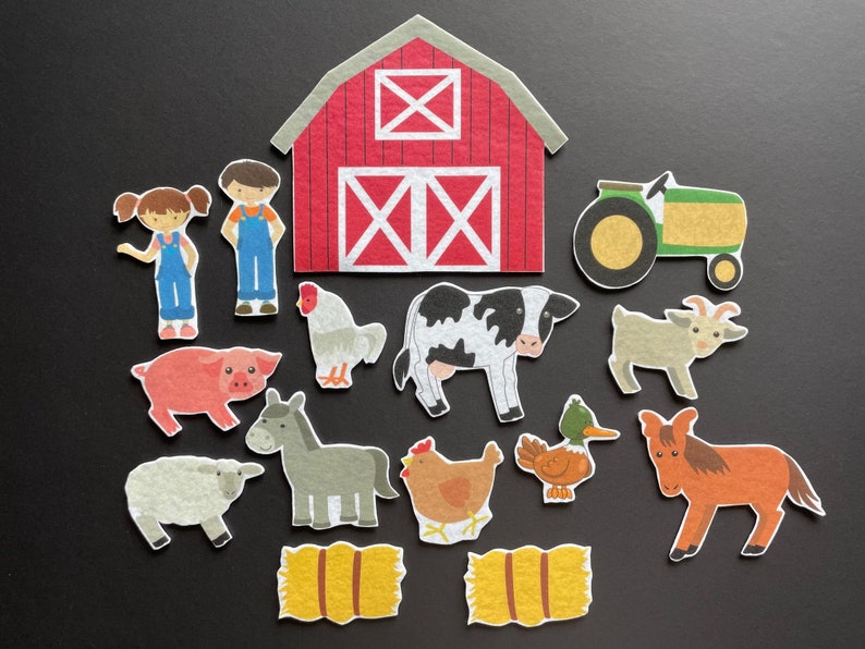Farm Felt Set Flannel Board Pieces Felt Board Animals Pretend Play