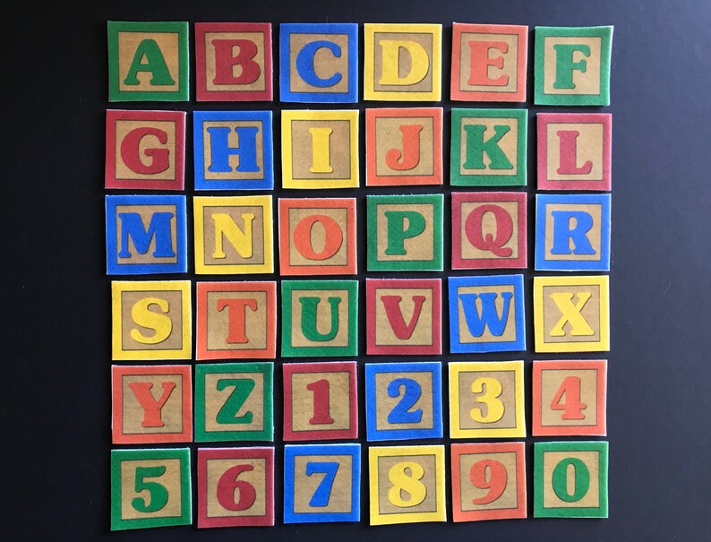 Felt Block Letters and Numbers Set // Flannel Board // Etsy