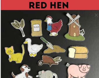 Little Red Hen Felt Board Pieces // Flannel Board Pieces // Helping Others // Children // Classic Story // Folk Tale