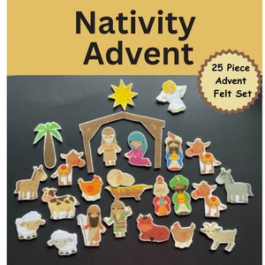 Nativity Felt Board Pieces // Advent Felt Manger // Felt Board Story // Bible Story // Felt Board Stories // Advent Calendar image 1