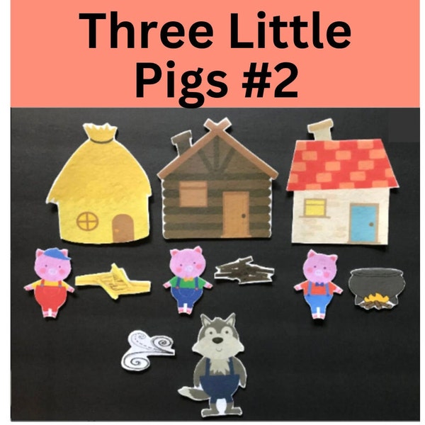 Three Little Pigs  Felt Board Story #2 // Flannel Board Pieces // Imagination // Children // Preschool // Nursery School // Felt Set