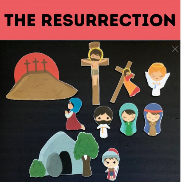 The Resurrection - Bible Story Felt // Pièces en flanelle // Il est ressuscité // École maternelle // École du dimanche // Histoire de Pâques/