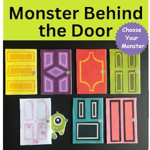 Monster Behind the Door Felt  //Flannel Board Pieces // Preschool  // Cognitive Skills // Hide and Seek Felt Game // Felt Board