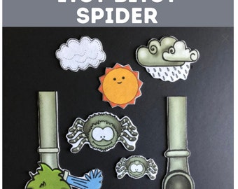 The Itsy Bitsy Spider and Great Big Spider Felt Pieces// The Great Big Spider // Flannel Board  // Preschool  // Language Development