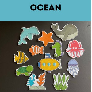 Ocean Felt Board Pieces  // Flannel Board Pieces // Imagination // Children // Pretend Play // Sea Life//  Ocean