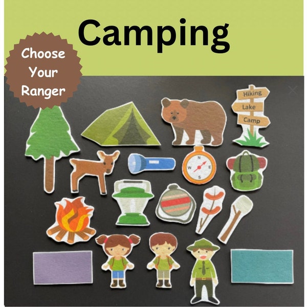 Camping Felt Board Pieces  //Flannel Board Pieces //  Felt Board // Overnight // Sleepover // Outdoors