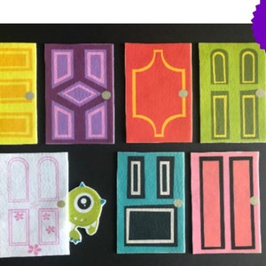 Monster Behind the Door Felt  //Flannel Board Pieces // Preschool  // Cognitive Skills // Hide and Seek Felt Game // Felt Board