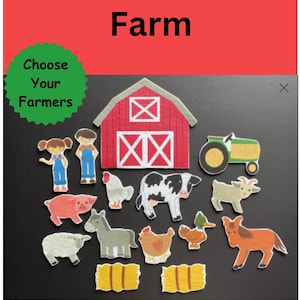 Farm Felt Set // Flannel Board Pieces // Felt Board // Animals //  Pretend Play