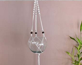 3 Sided Minimalist Macrame Plant Hanger. Handmade Plant Hanger. Cotton Rope. Style #1