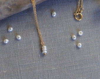 Freshwater pearl trio necklace, minimalist necklace, wedding jewellery