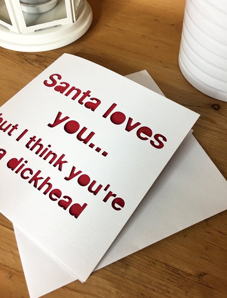 Funny Rude Christmas Card friend Merry Christmas card Santa Etsy