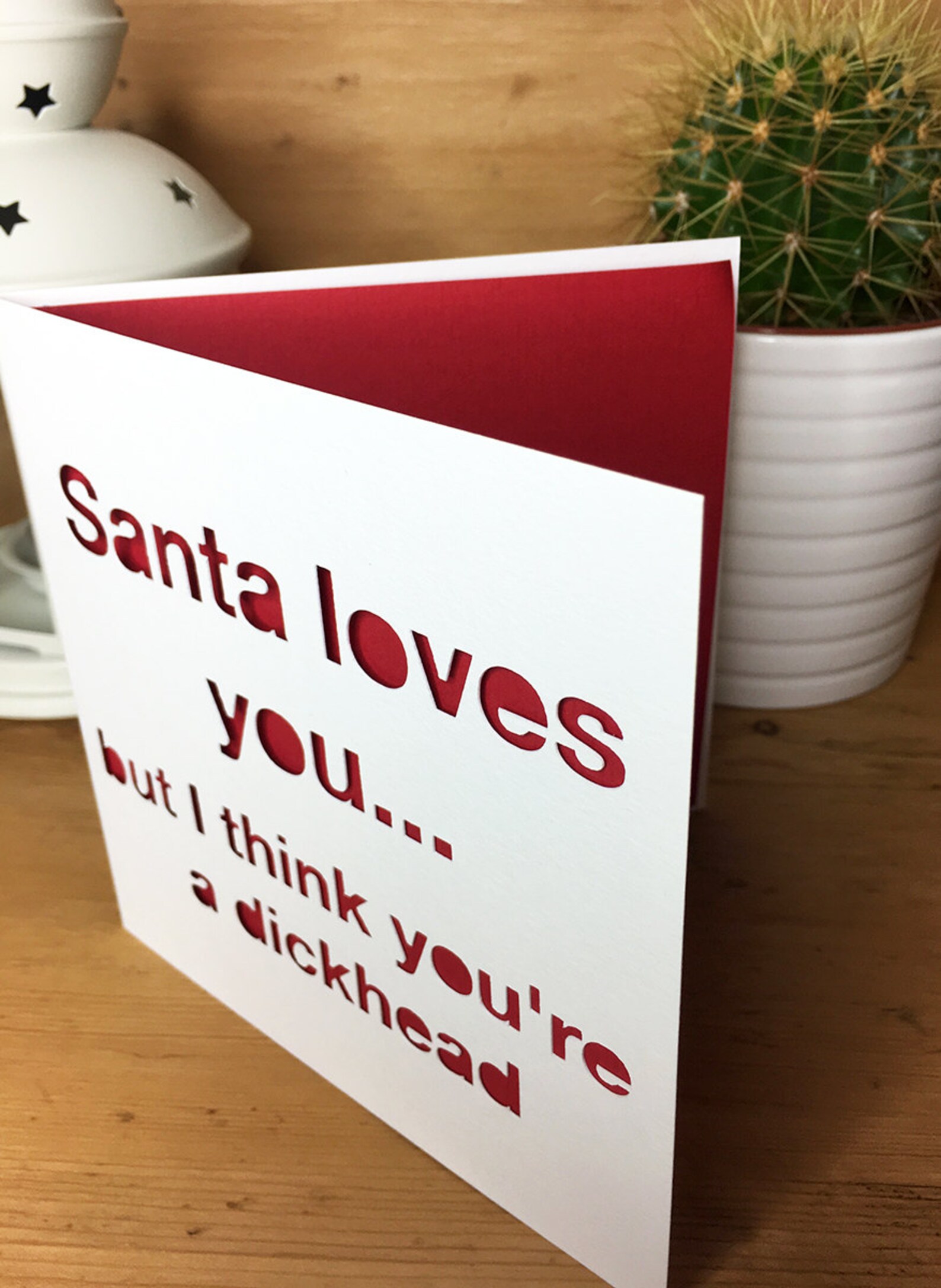 Funny Rude Christmas Card friend Merry Christmas card Santa Etsy