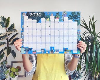 Houseplants 2024 Wall Planner Calendar A3 size