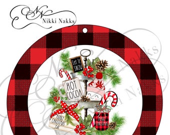 Tiered Tray Christmas Ornament - Buffalo Plaid