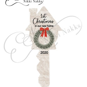 Christmas In Our New Home Sublimation Design 2 PNG Files Red Ribbon & Tan Ribbon image 1
