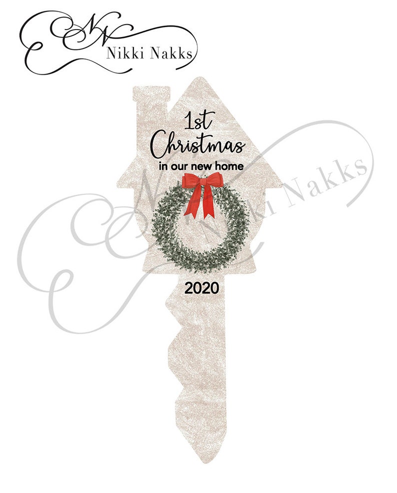 Christmas In Our New Home Sublimation Design 2 PNG Files Red Ribbon & Tan Ribbon image 1