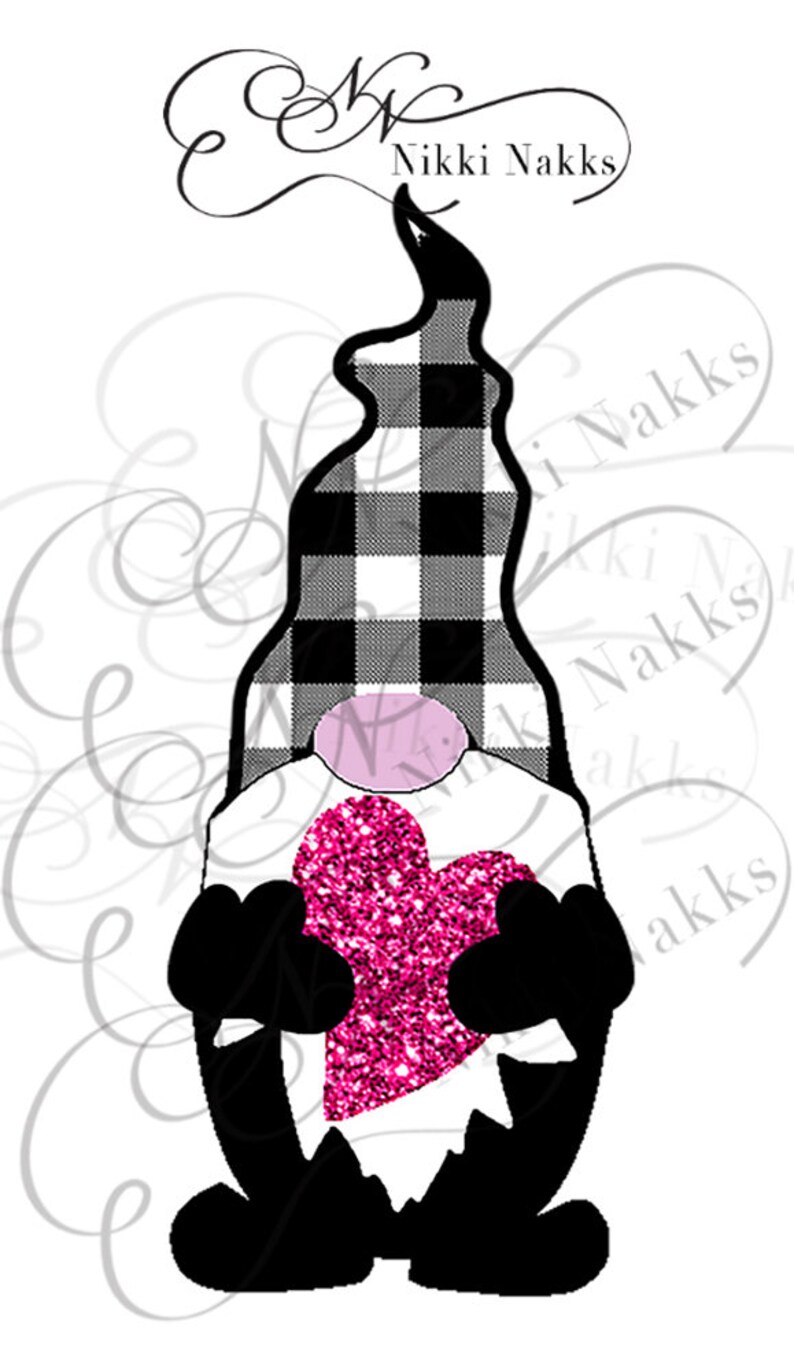 Download Sublimation Gnome Buffalo Plaid Glitter Heart Design | Etsy