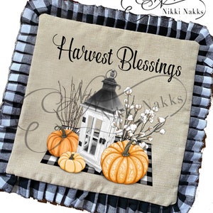 Ruffled Harvest Blessings Pillow Cover / Fall Pillow Cover
