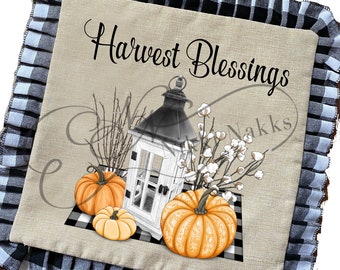 Ruffled Harvest Blessings Pillow Cover / Fall Pillow Cover