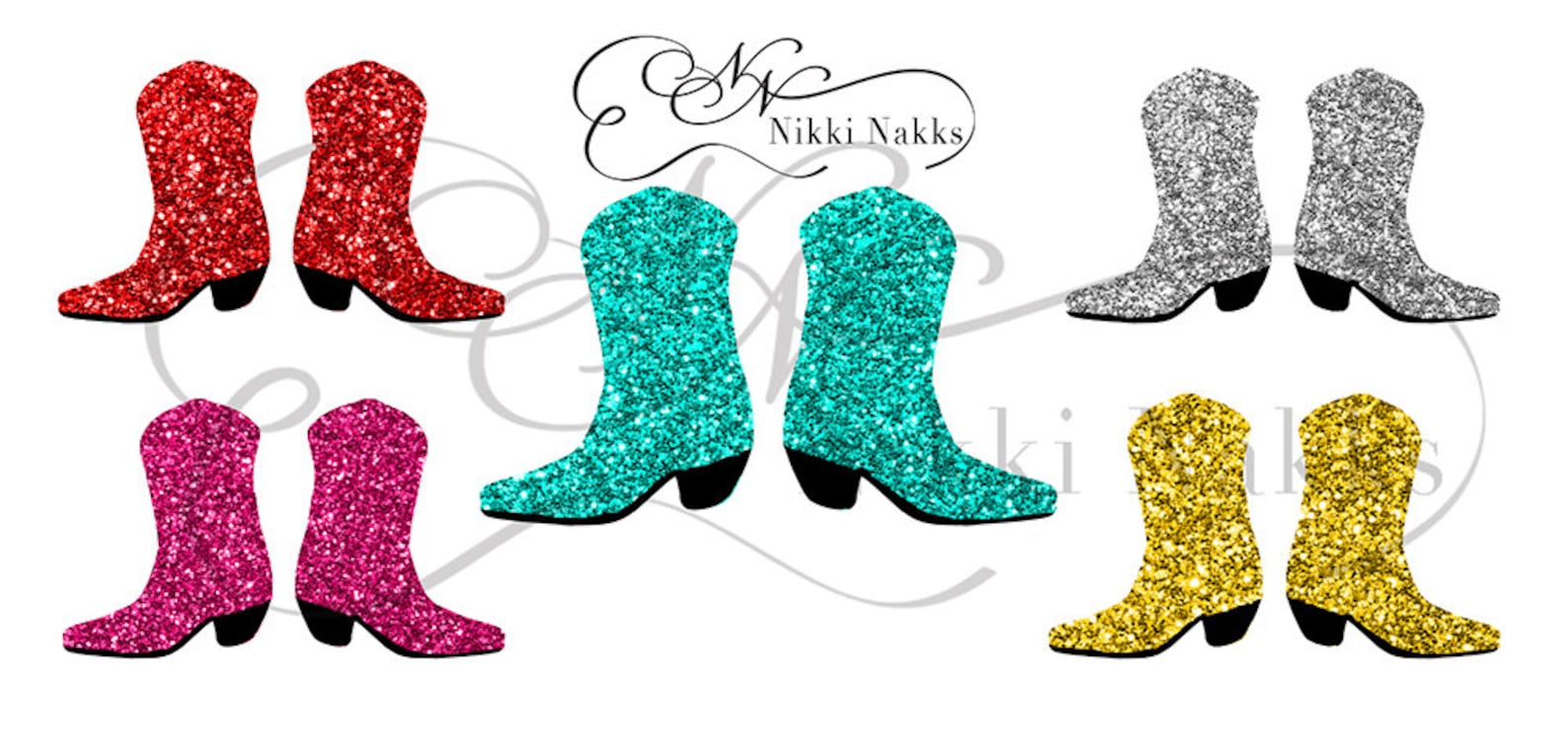 Cowboy Boots Glitter Sublimation Design Files Etsy