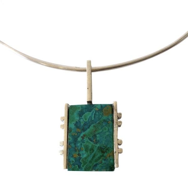 1960’s Silver & Malachite Necklace by Graziella Laffi