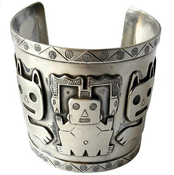 Graziella Laffi Sterling Cat Cuff Bracelet