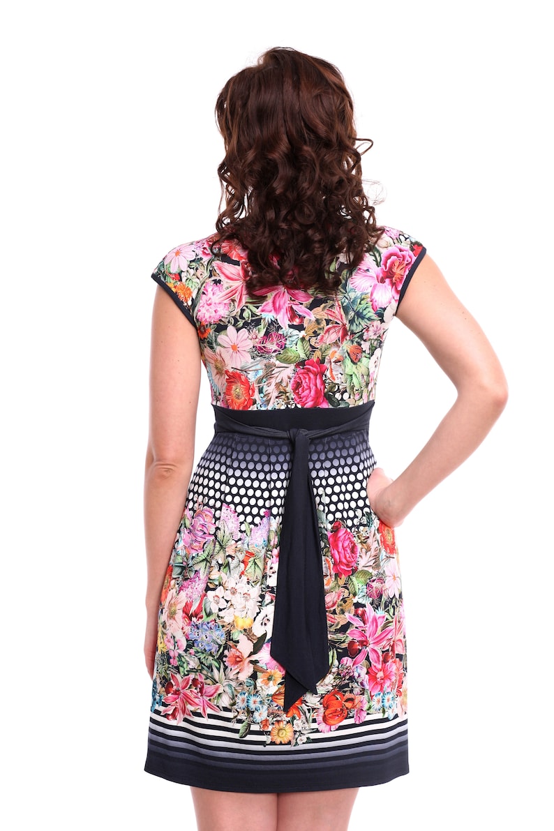 Nursing Dress Nursing Dress for Photo Shoot Maternity Dress in Navy and White Graphic and Floral Print Breastfeeding Dress