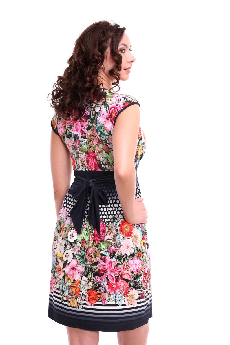 Nursing Dress Nursing Dress for Photo Shoot Maternity Dress in Navy and White Graphic and Floral Print Breastfeeding Dress