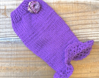 Dog Puppy Sweater XXS 2 Lbs For Tiny Teacup w/Ruffle in Purple