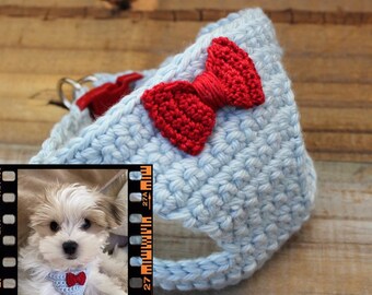 Teacup Puppy Harness, for 2 to 3 Lbs, Red Bow Tie, XXXS/XXS, Dog Vest