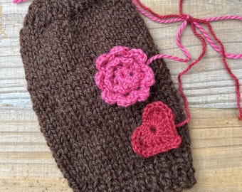Teacup Puppy Dog Sweater XXS Alpaca Blend Rustic 2 - 2 1/2 Lb Shih Tzu Yorkie Pomeranian Puppies