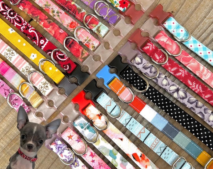 Featured listing image: Teeny Tiny Teacup Puppy Collar, Litter ID, 4.5 - 6.5 Inches for Very Small Puppies XXXS