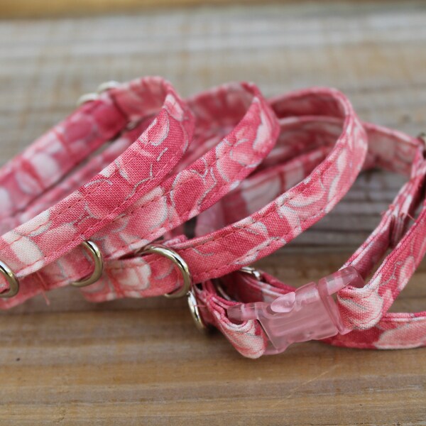 Teacup Dog Puppy Collar, XXS/XS 6-9 Inches, Pink Rose