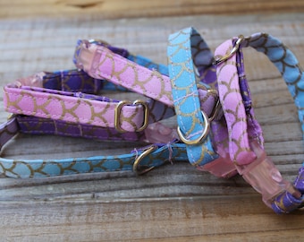 Mermaid Teacup Puppy Dog Collar, Scales, XXS/XS 6-9 Inches, First Puppy Collar