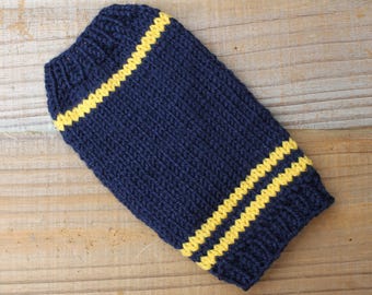 Teacup Puppy Dog Sweater, 2 Lbs in Navy/Yellow Team Colors XXS