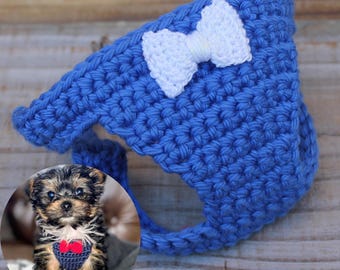 Crochet Teacup Dog Harness, Custom Made Puppy Vest, XXS/XS with Bowtie, Beach Wedding