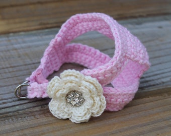 Teacup Puppy Dog Harness,  Feminine Pink Vest for 2 to 3 Lbs, XXS in Cotton