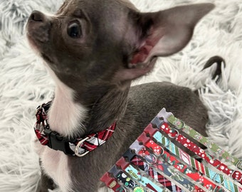 Teacup Fall Holiday Puppy Dog Collar in 2 Tiny Sizes, for Very Small Dogs and Puppies XXXS/XXS