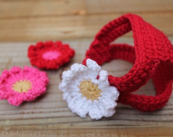 Teacup Puppy Dog Harness, Daisy, for 2 to 3 Lb XXXS/XXS Soft Red Cotton Crochet Vest