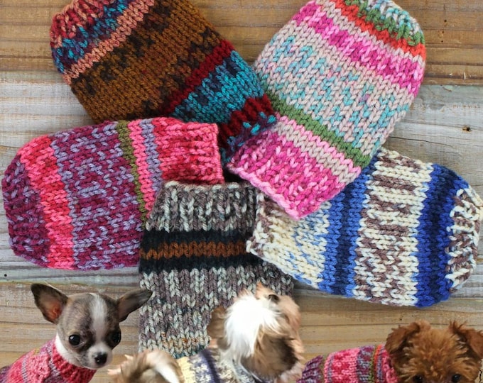 Featured listing image: Teacup Puppy Dog Sweater, Teeny Tiny XXXS/XXS 1-2 lb Fair Isle Rustic Coat, Clothing