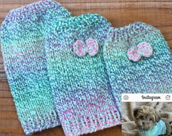 Teacup Puppy Dog Sweater, Teeny Tiny XXXS/XXS 1-2 lb, Pastel Jewel Tone Rustic Coat, Clothing