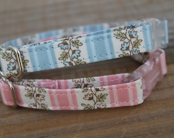 Teeny Tiny Teacup Puppy Dog Collar in Light Blue and Pink, 2 Mini Petite Sizes, XXXS/XXS