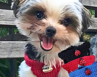 Teacup Puppy Dog Harness, 2 to 3 Lbs Ladybug Soft Cotton Vest XXS