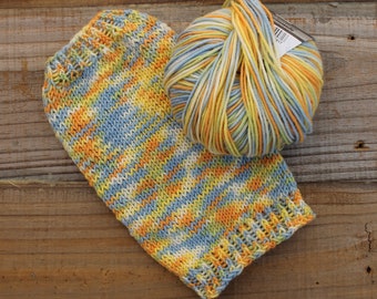 Teacup Puppy Dog Sweater for 3 Lbs in Blue and Yellow Camo Merino Wool, Fun Pet Fashion
