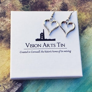 Tin Heart Earrings. 10th Anniversary Gift. Tin Jewellery. Tin Gift.