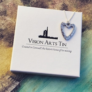 Hammered Tin Heart Necklace. 10th Anniversary Gift. Tin Jewellery. Tin Gift.