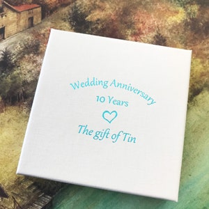 10 year Anniversary Gift. Personalised Hand Beaten Hanging Tin Heart Plaque Tin Anniversary Gift. Tin Gift. 10th Anniversary Gift 10th Anniversary Box