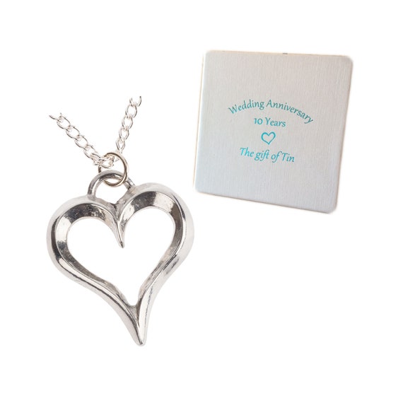 10th Wedding Anniversary Gift. Tin Heart Necklace in - Etsy UK
